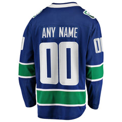 Vancouver Canucks Fanatics Home Team Breakaway Custom Jersey Blue