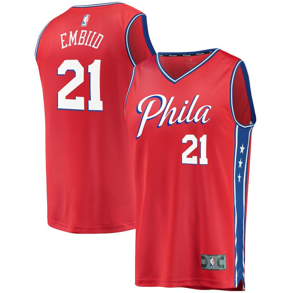 Joel Embiid Philadelphia 76ers Youth 2019/20 Fast Break Replica Player Team Jersey - Statement Edition - Red