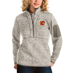Calgary Flames Antigua Women's Fortune Half-Zip Sweatshirt Oatmeal