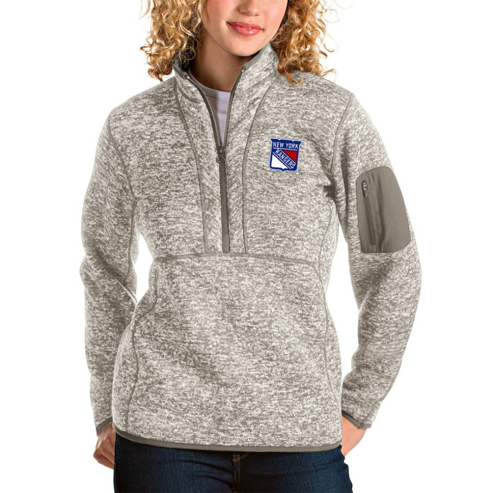 New York Rangers Antigua Women's Fortune Half-Zip Sweatshirt Oatmeal