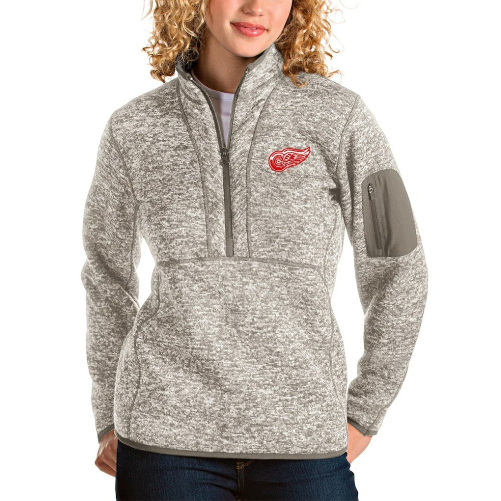 Detroit Red Wings Antigua Women's Fortune Half-Zip Sweatshirt Oatmeal