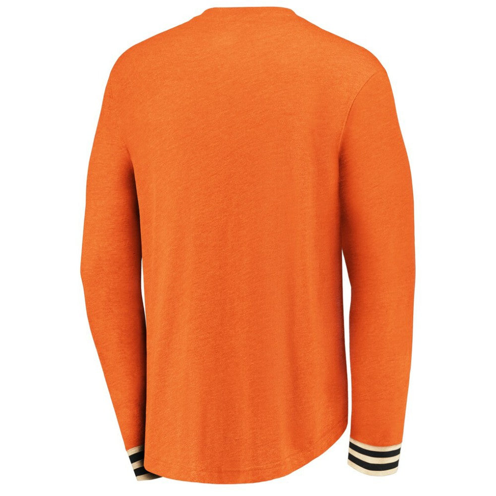 Philadelphia Flyers Fanatics True Classics Henley Long Sleeve T-Shirt Heathered Orange