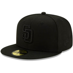 San Diego Padres Black on Black 59FIFTY Fitted Hat Black | New Era