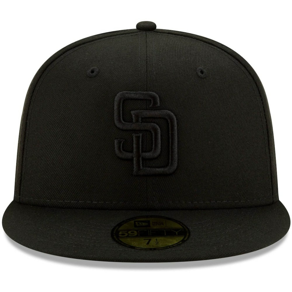 San Diego Padres Black on Black 59FIFTY Fitted Hat Black | New Era