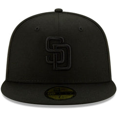 San Diego Padres Black on Black 59FIFTY Fitted Hat Black | New Era