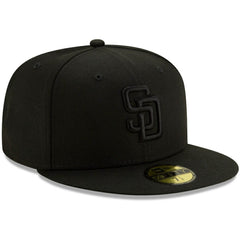 San Diego Padres Black on Black 59FIFTY Fitted Hat Black | New Era