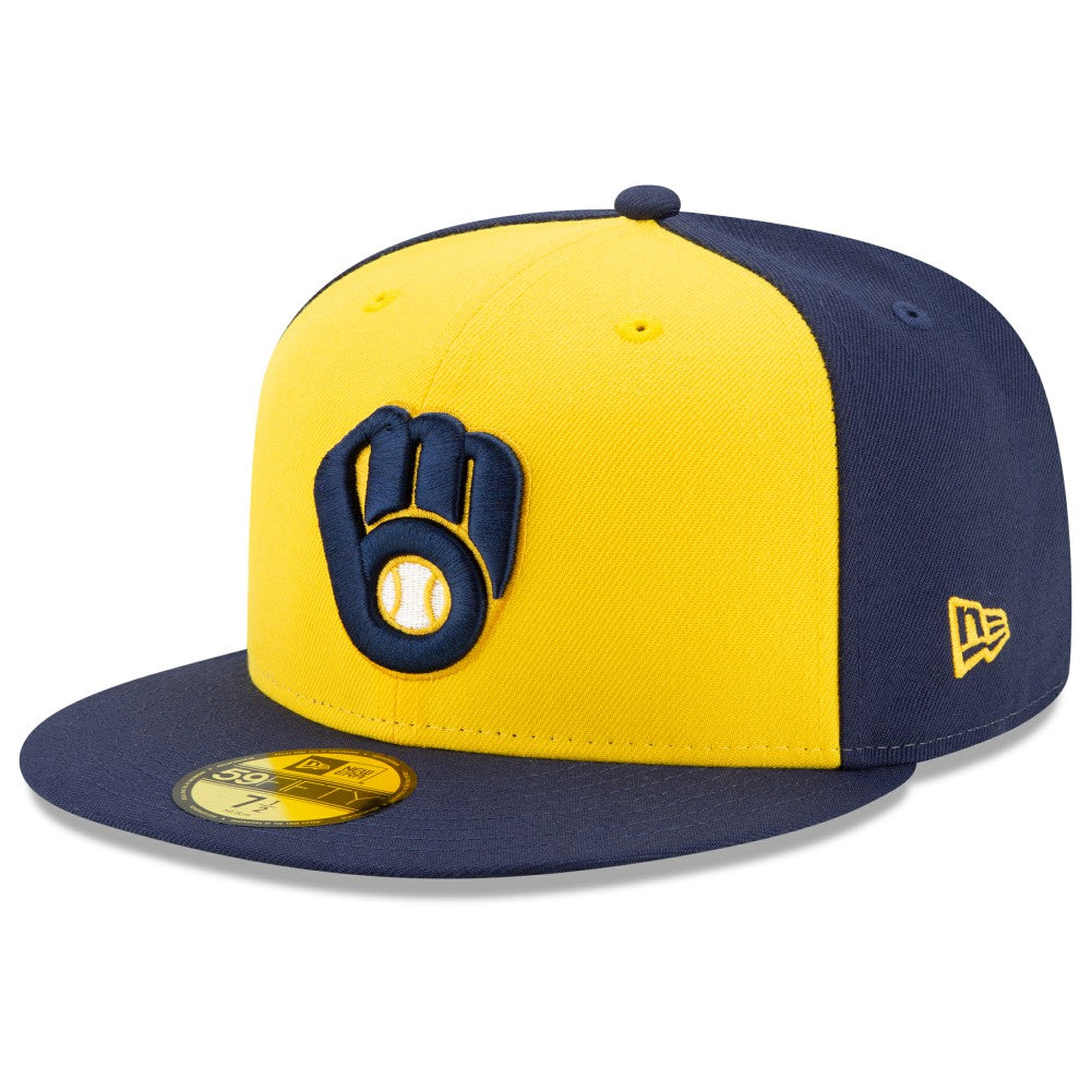 Milwaukee Brewers Alternate Authentic Collection On-Field 59FIFTY Fitted Hat Navy/Yellow | New Era