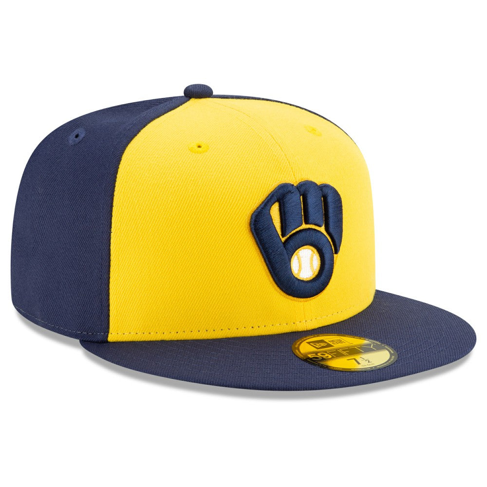 Milwaukee Brewers Alternate Authentic Collection On-Field 59FIFTY Fitted Hat Navy/Yellow | New Era