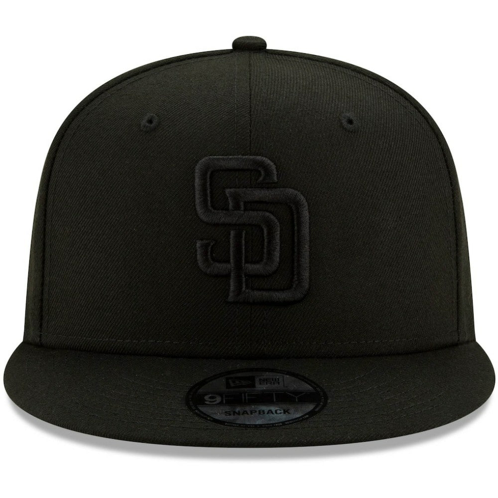 San Diego Padres Black on Black 9FIFTY Snapback Adjustable Hat Black | New Era