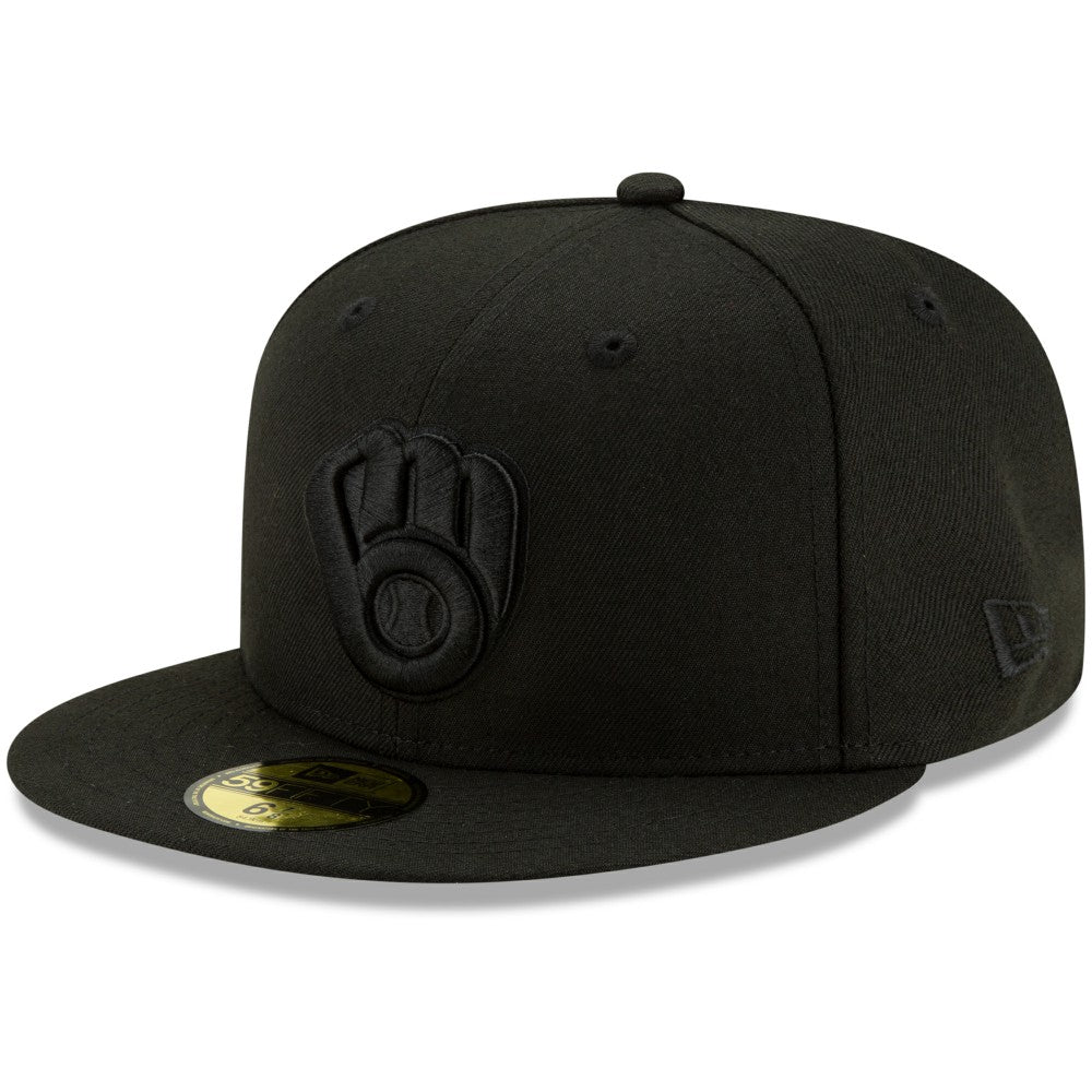 Milwaukee Brewers Black on Black 59FIFTY Fitted Hat Black | New Era