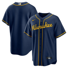 Milwaukee Brewers Alternate Replica Team Jersey Navy | Nike