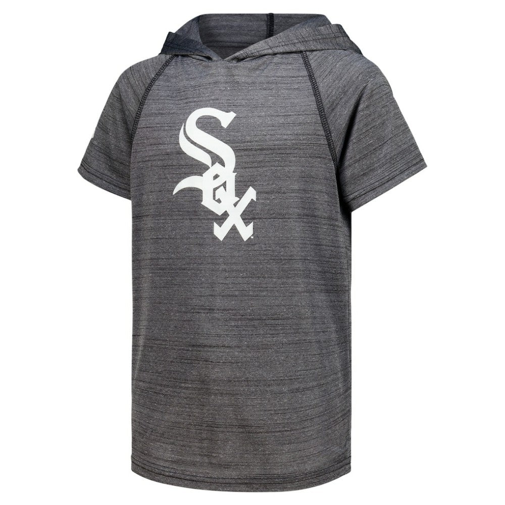 Chicago White Sox Stitches Youth Raglan Short Sleeve Pullover Hoodie Heathered Black