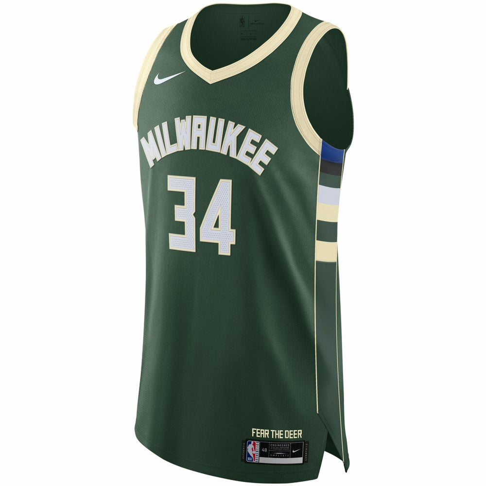 Giannis Antetokounmpo Milwaukee Bucks Authentic Jersey - Icon Edition - Hunter Green