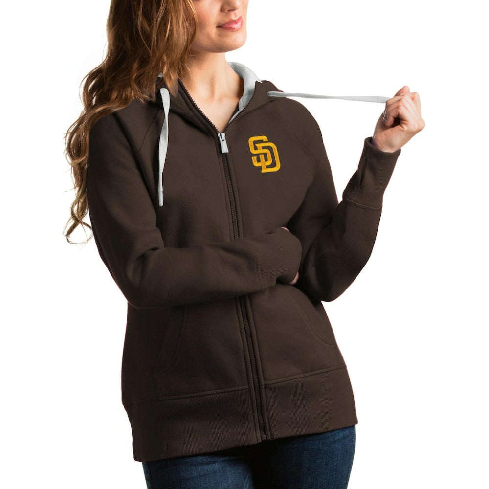 San Diego Padres Antigua Women's Victory Full-Zip Hoodie Brown