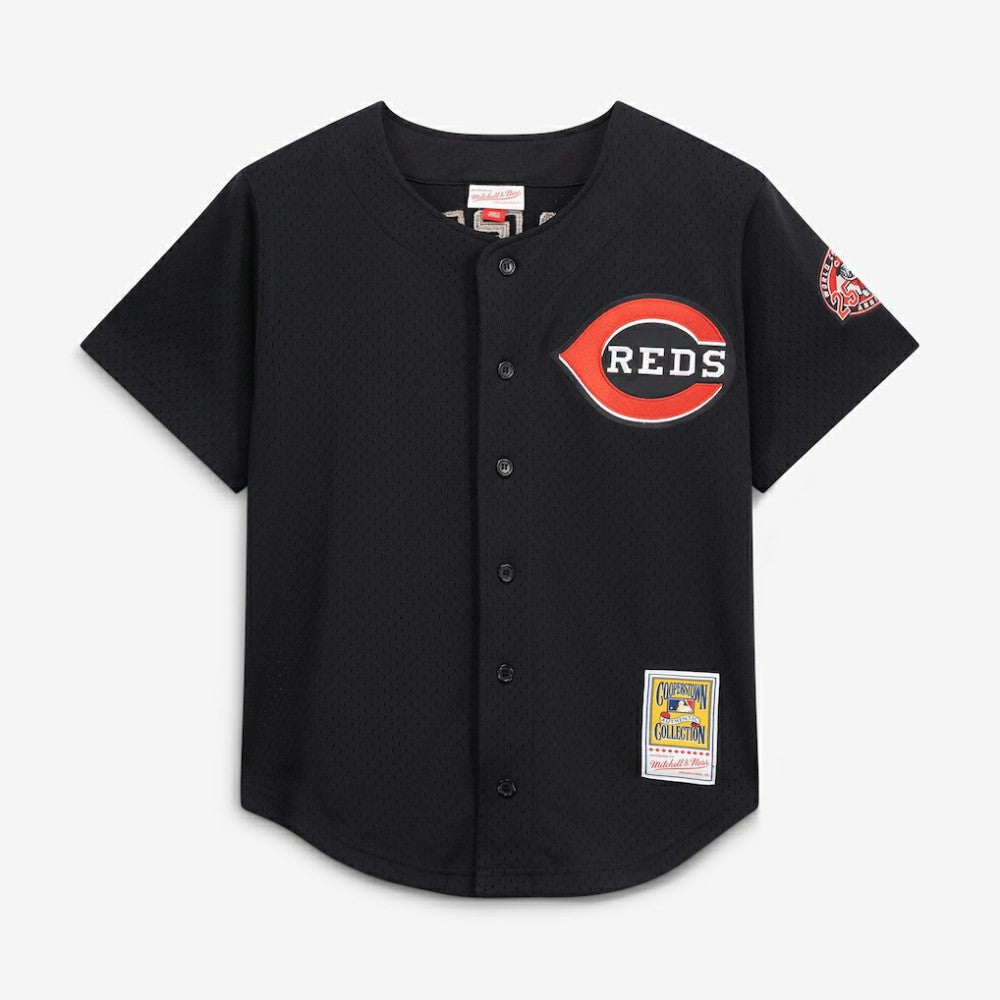 Ken Griffey Jr. Cincinnati Reds Cooperstown Collection Mesh Batting Practice Button-Up Jersey Black | Mitchell & Ness