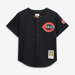 Ken Griffey Jr. Cincinnati Reds Cooperstown Collection Mesh Batting Practice Button-Up Jersey Black | Mitchell & Ness