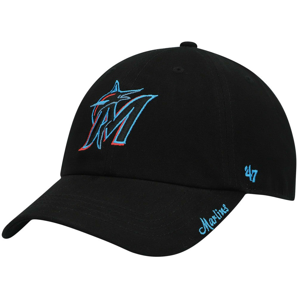 Miami Marlins Women's Team Miata Clean Up Adjustable Hat Black | 47 brand