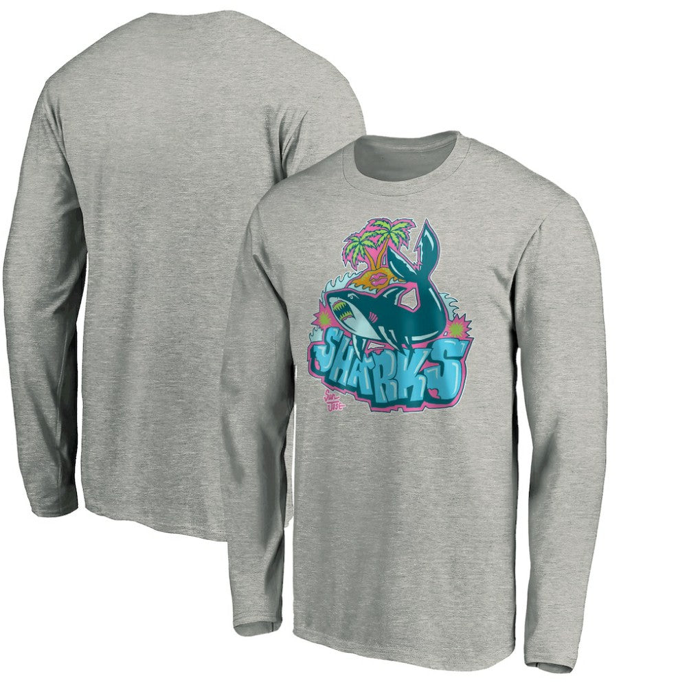 San Jose Sharks Graffiti Shark Long Sleeve T-Shirt Heather Gray