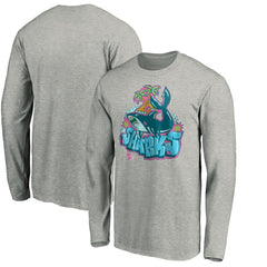 San Jose Sharks Graffiti Shark Long Sleeve T-Shirt Heather Gray