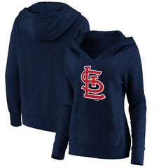 St. Louis Cardinals Women's Official Logo Crossover V-Neck Pullover Hoodie Navy
