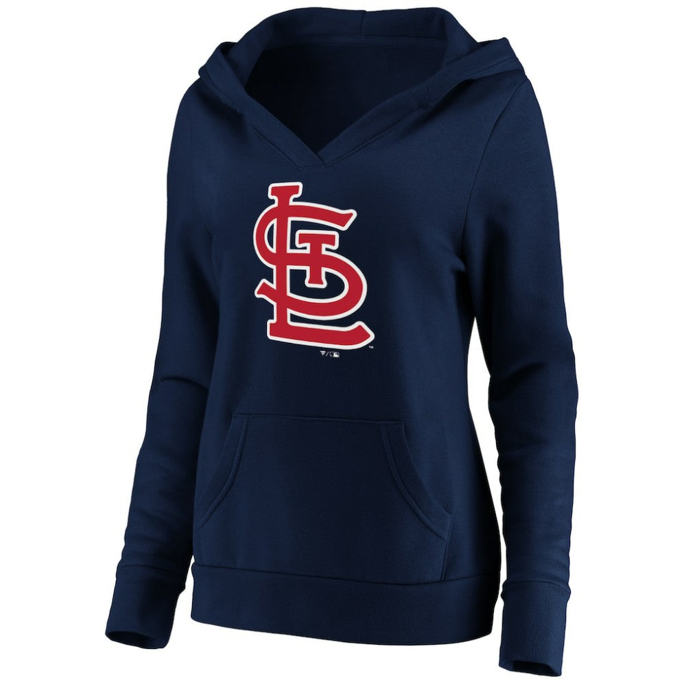 St. Louis Cardinals Women's Official Logo Crossover V-Neck Pullover Hoodie Navy