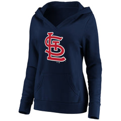 St. Louis Cardinals Women's Official Logo Crossover V-Neck Pullover Hoodie Navy