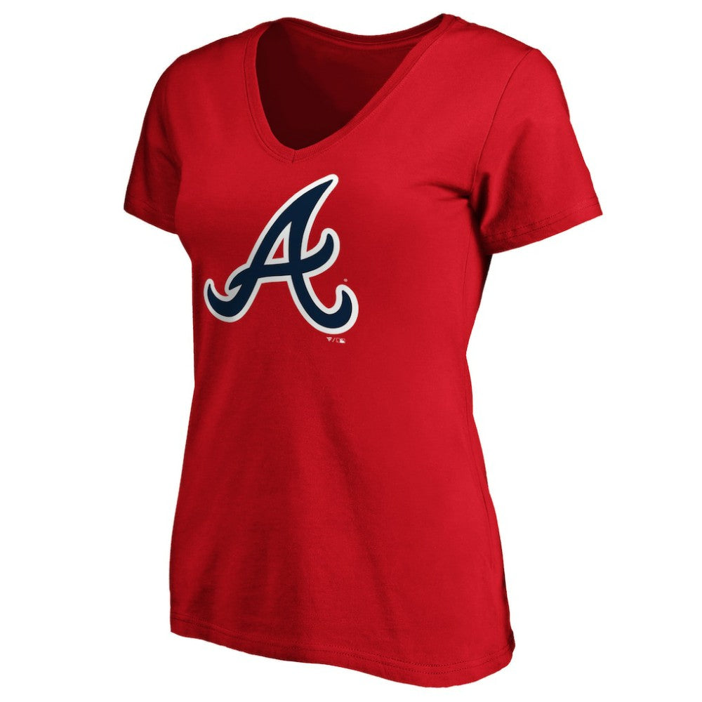 Atlanta Braves Women's Core Official Logo V-Neck T-Shirt Red