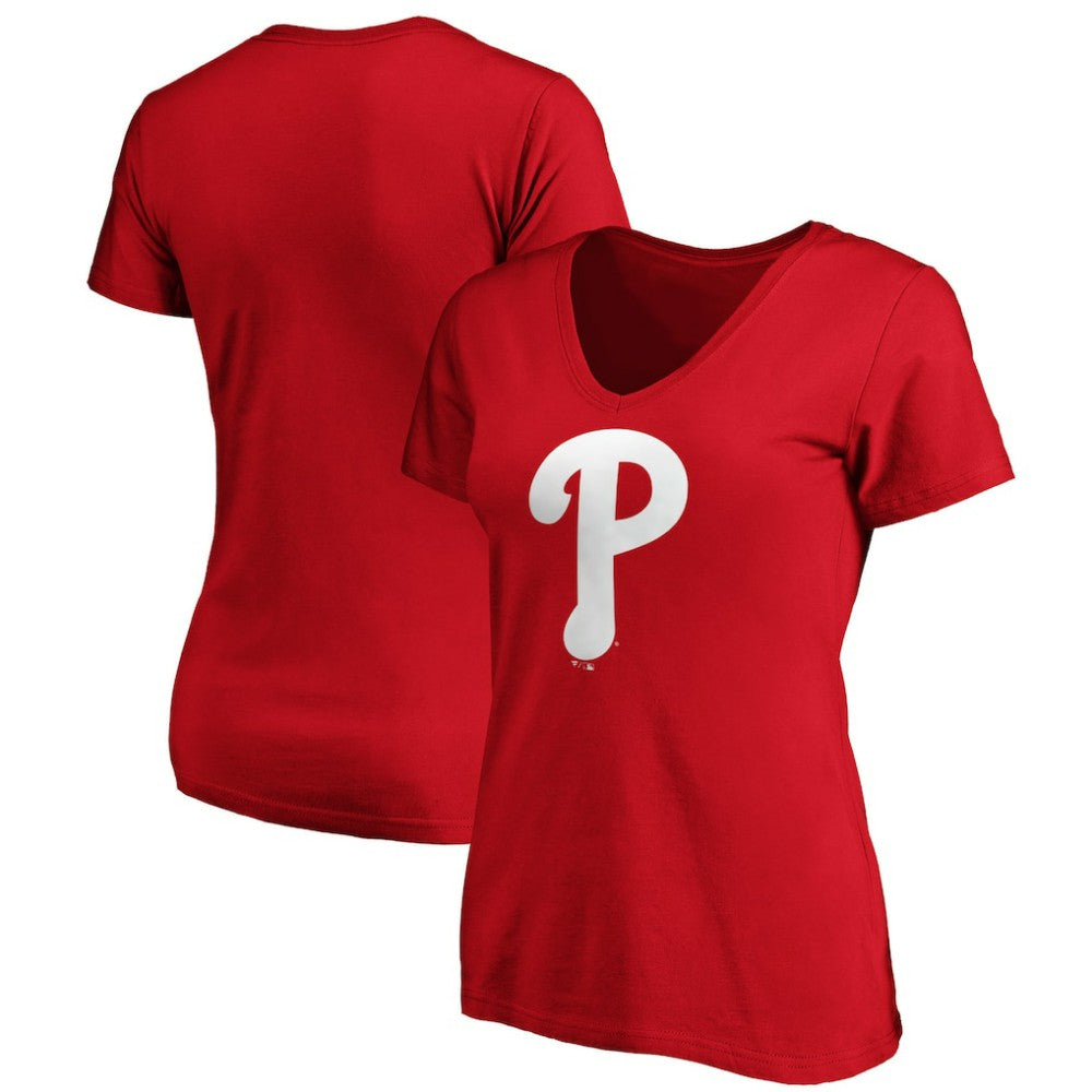 Philadelphia Phillies Women's Core Official Logo V-Neck T-Shirt Red