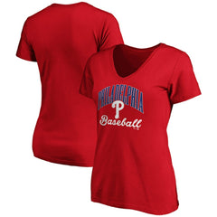 Philadelphia Phillies Women's Victory Script V-Neck T-Shirt Red