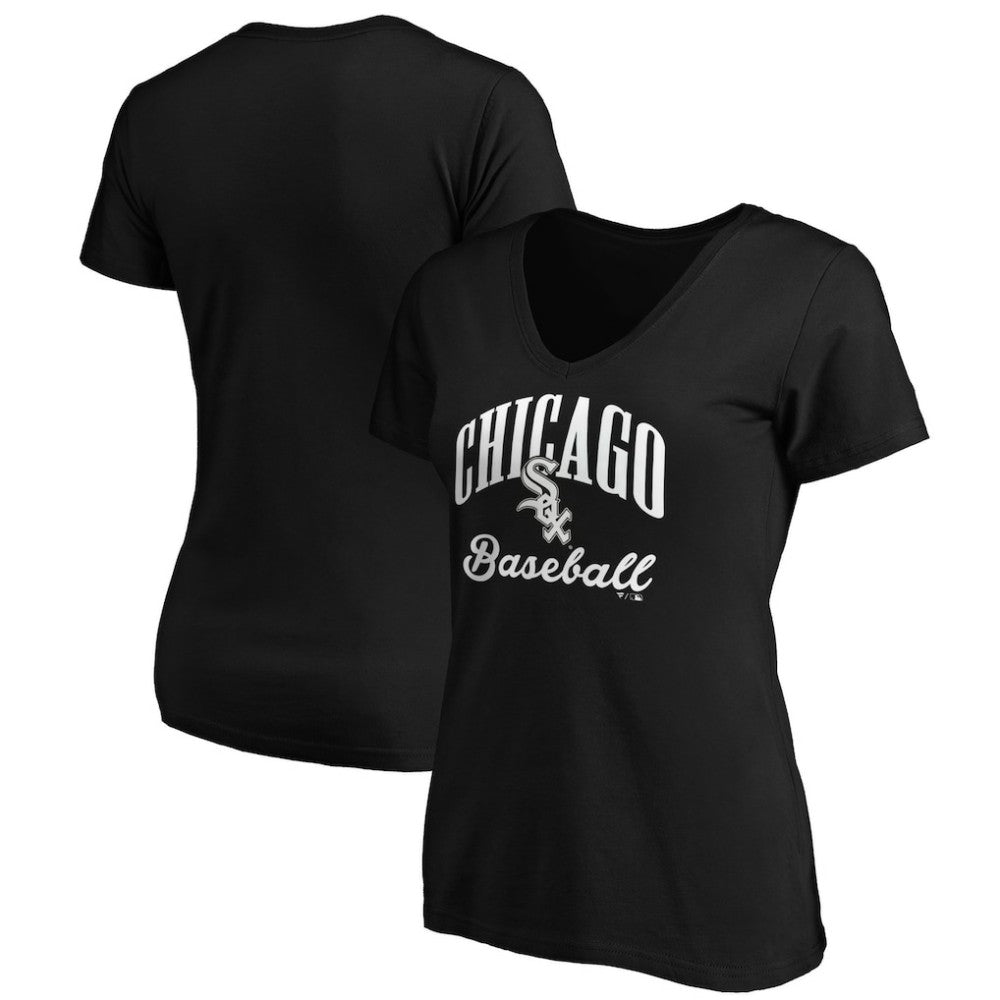 Chicago White Sox Women's Victory Script V-Neck T-Shirt Black