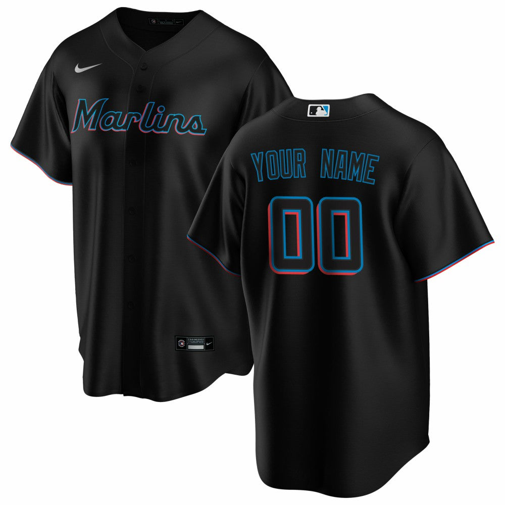 Miami Marlins Alternate Replica Custom Jersey Black | Nike