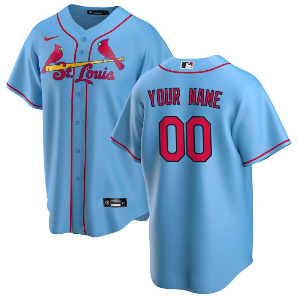 St. Louis Cardinals Alternate Replica Custom Jersey Light Blue | Nike