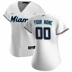 Miami Marlins Women's Home Replica Custom Jersey White | Nike