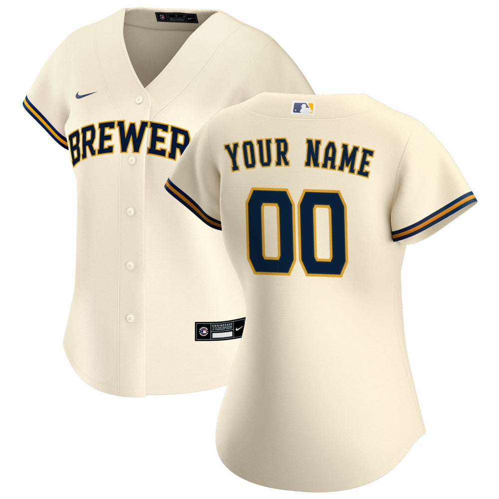 Milwaukee Brewers Women's Home Replica Custom Jersey Cream | Nike