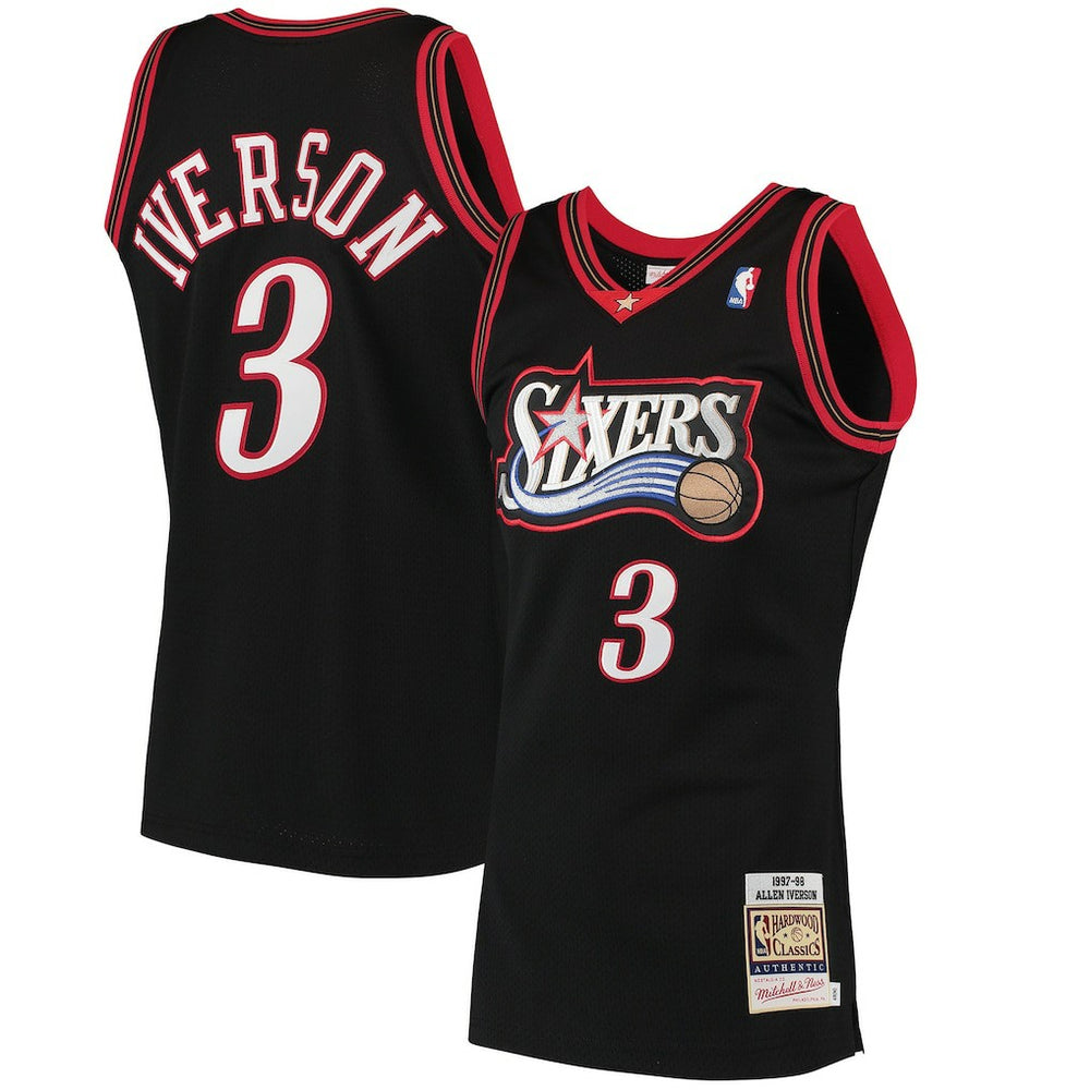 Allen Iverson Philadelphia 76ers 1997/98 Hardwood Classics Authentic Jersey - Black