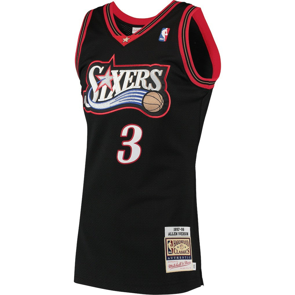 Allen Iverson Philadelphia 76ers 1997/98 Hardwood Classics Authentic Jersey - Black