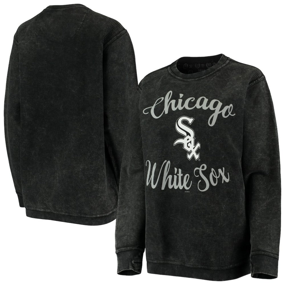 Chicago White Sox G-III 4Her by Carl Banks Women's Script Comfy Cord Pullover Sweatshirt Black