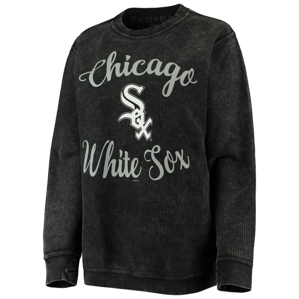 Chicago White Sox G-III 4Her by Carl Banks Women's Script Comfy Cord Pullover Sweatshirt Black