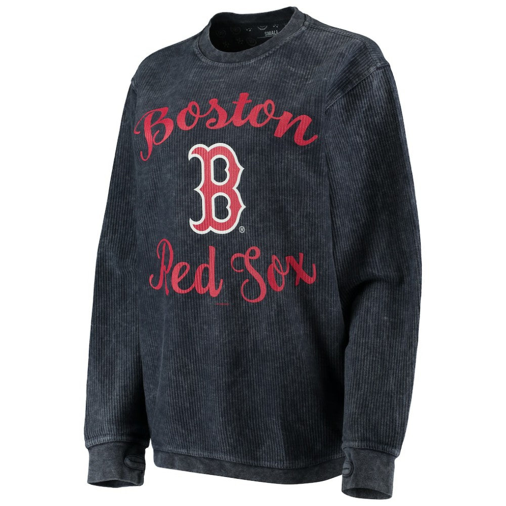 Boston Red Sox G-III 4Her by Carl Banks Women's Script Comfy Cord Pullover Sweatshirt Navy