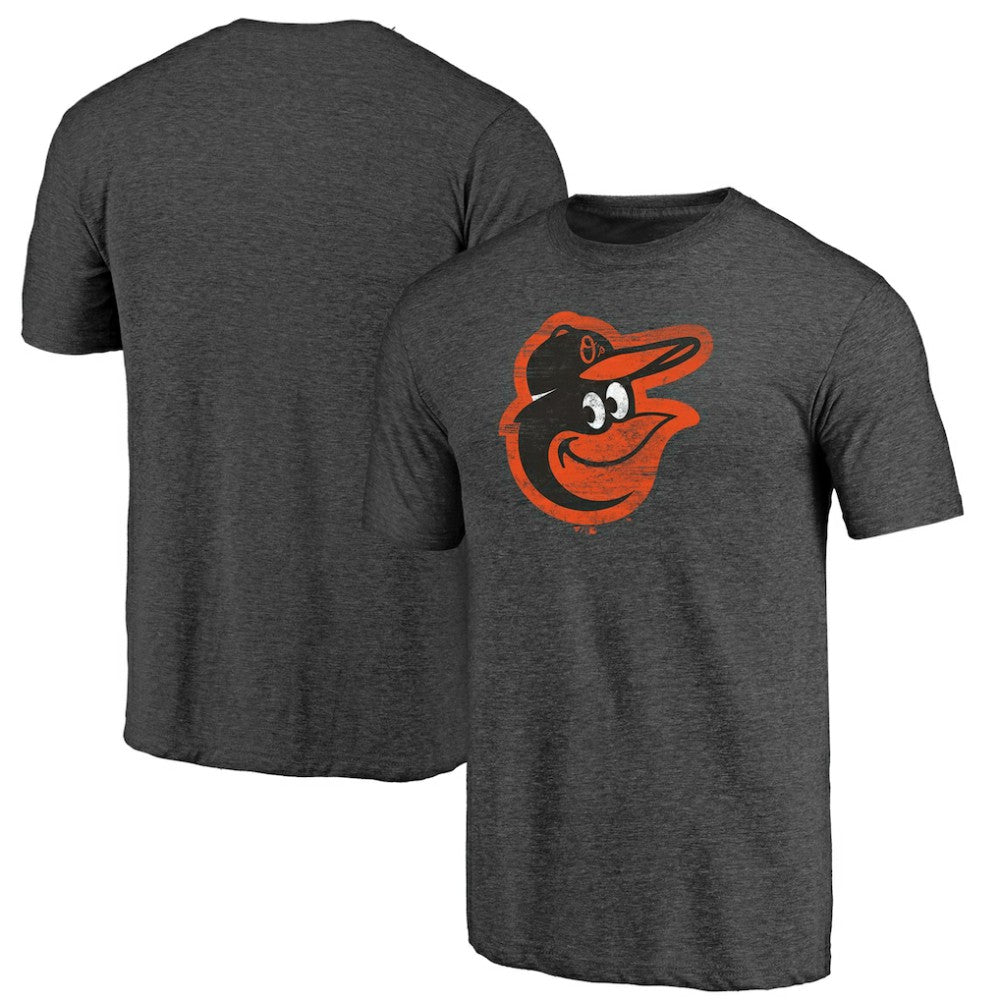 Baltimore Orioles Weathered Official Logo Tri-Blend T-Shirt Charcoal