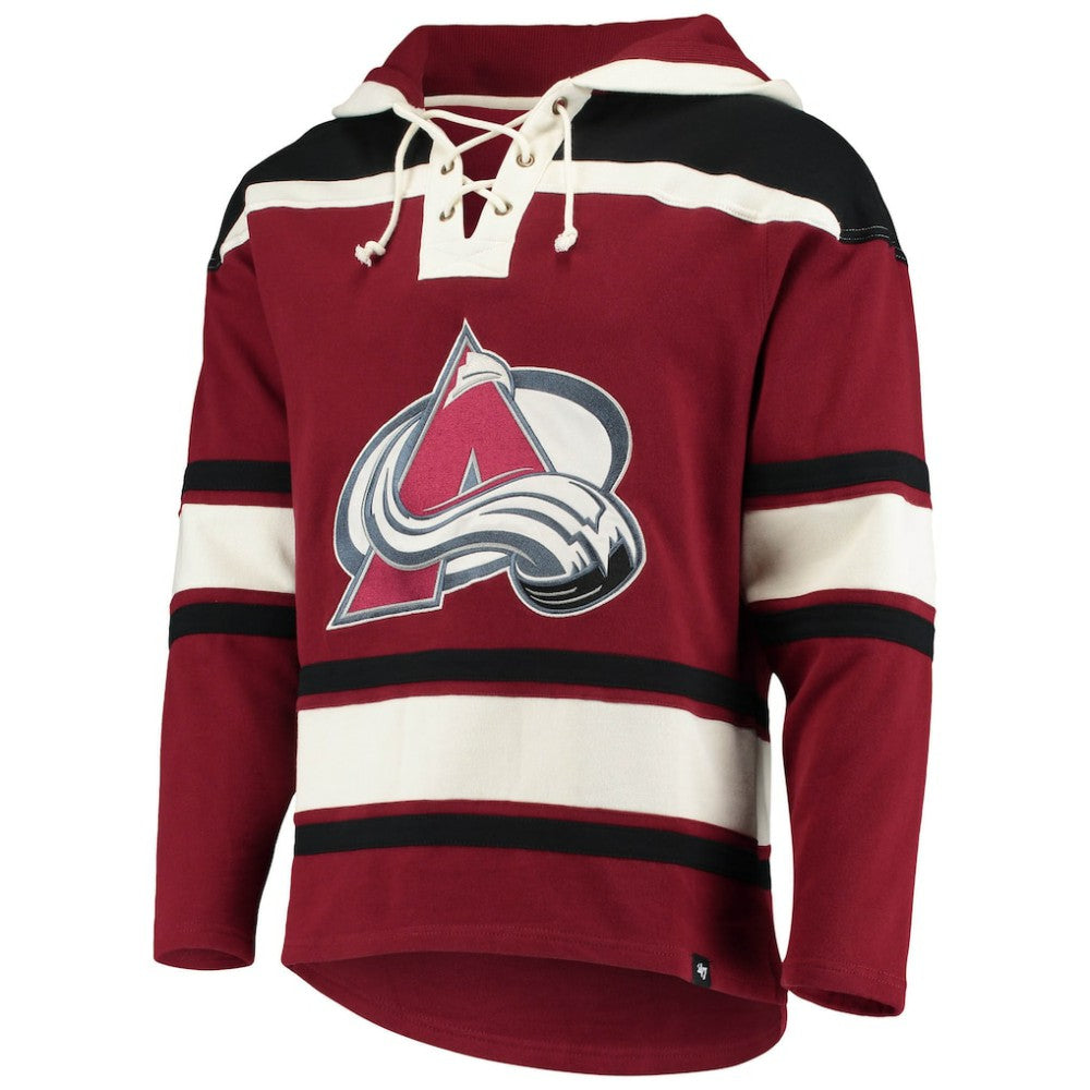 Nathan MacKinnon Colorado Avalanche '47 Player Name & Number Lacer Pullover Hoodie Burgundy
