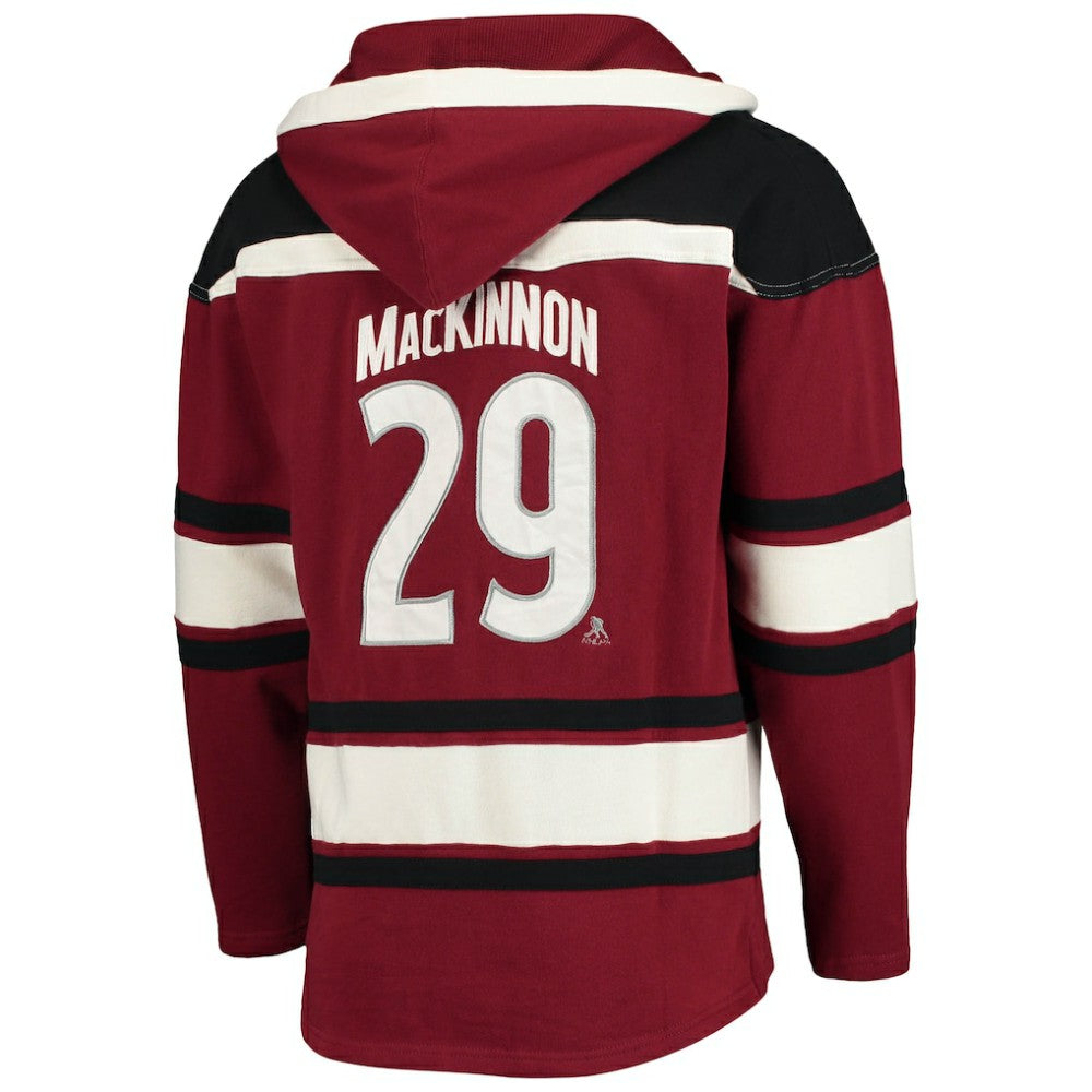Nathan MacKinnon Colorado Avalanche '47 Player Name & Number Lacer Pullover Hoodie Burgundy
