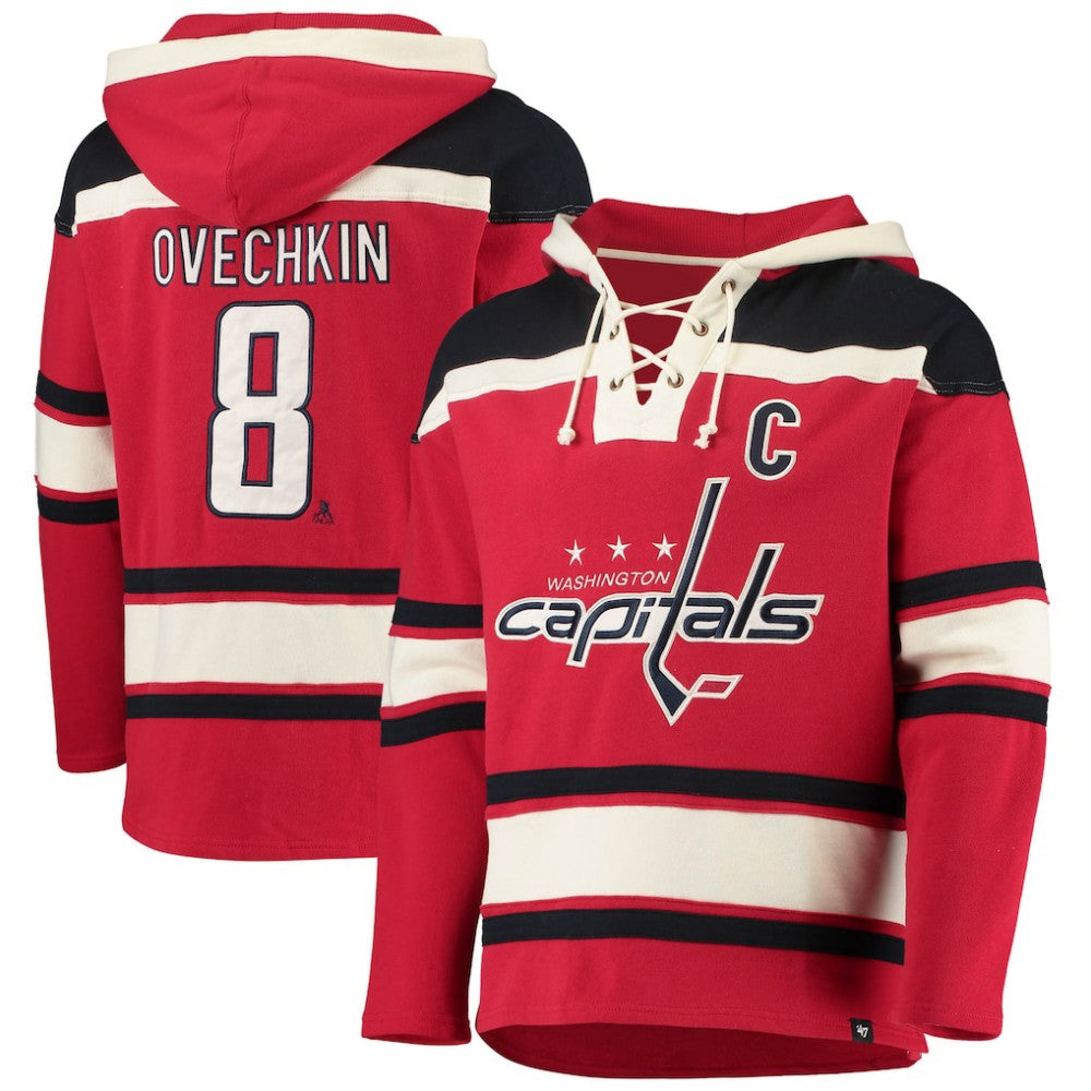 Alexander Ovechkin Washington Capitals '47 Player Name & Number Lacer Pullover Hoodie Red
