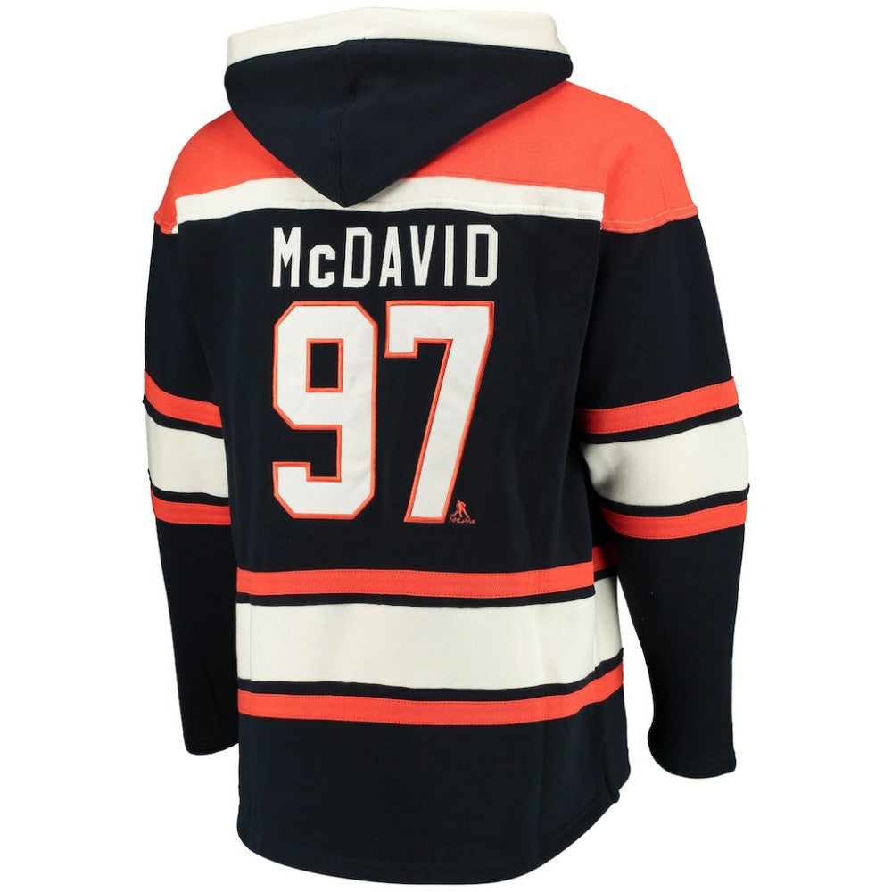 Connor McDavid Edmonton Oilers '47 Player Name & Number Lacer Pullover Hoodie Navy