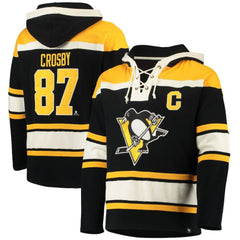 Sidney Crosby Pittsburgh Penguins '47 Player Name & Number Lacer Pullover Hoodie Black