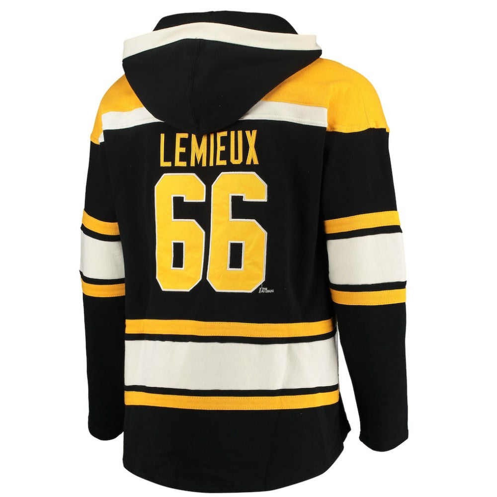 Mario Lemieux Pittsburgh Penguins '47 Retired Player Name & Number Lacer Pullover Hoodie Black