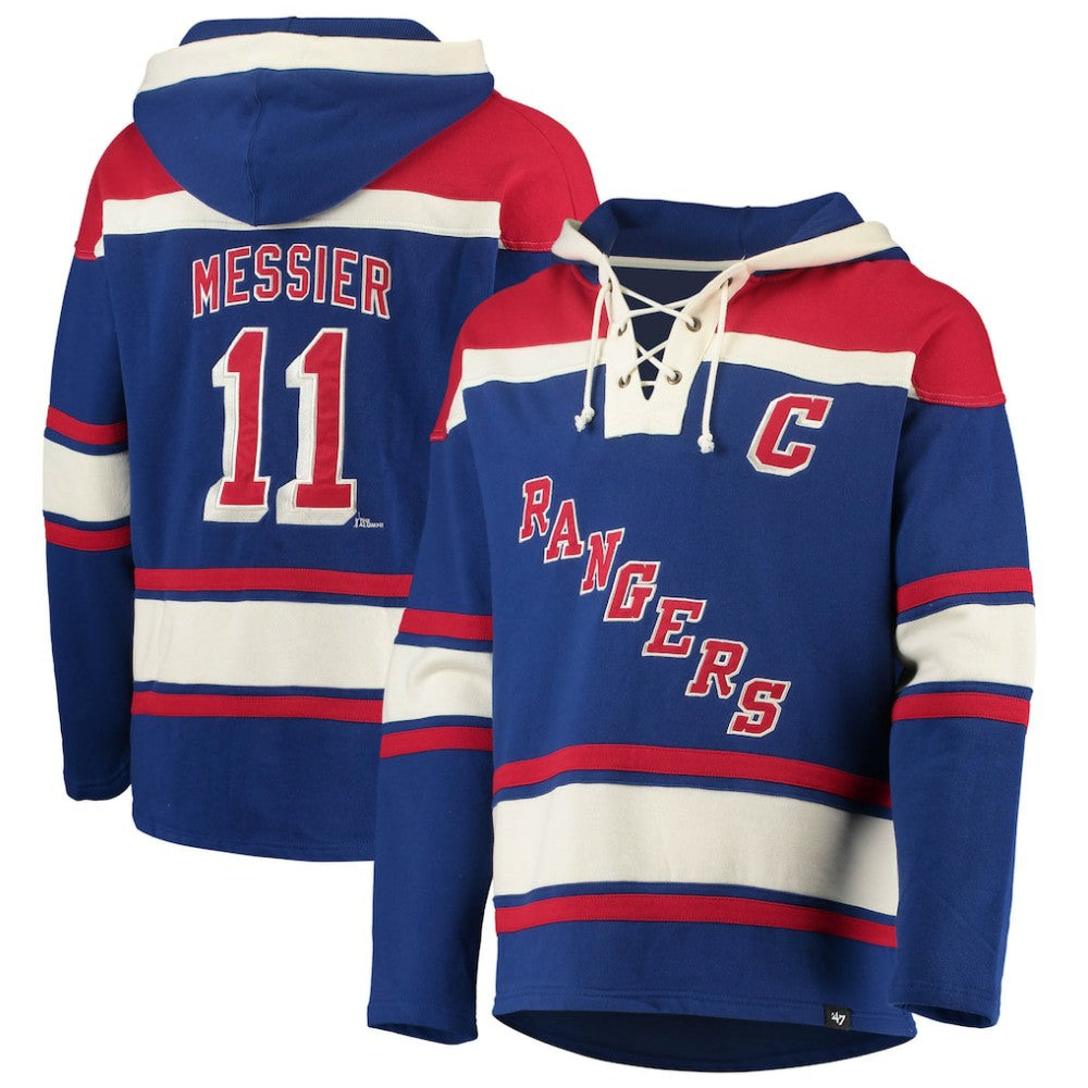 Mark Messier New York Rangers '47 Retired Player Name & Number Lacer Pullover Hoodie Blue