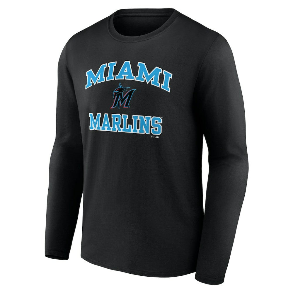 Men's Black Miami Marlins Team Heart & Soul Long Sleeve T-Shirt