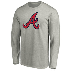 Atlanta Braves Official Team Logo Long Sleeve T-Shirt Heather Gray
