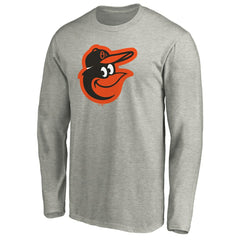 Baltimore Orioles Official Team Logo Long Sleeve T-Shirt Heather Gray